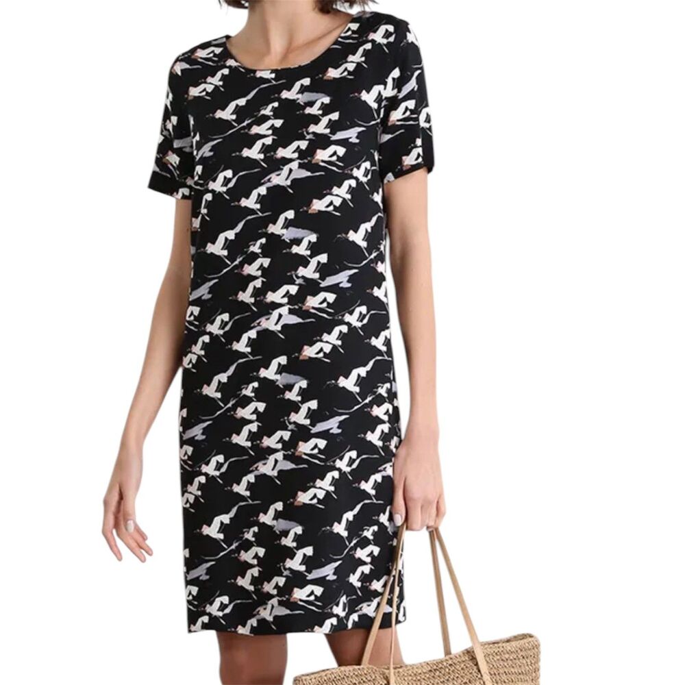 Lenny Niemeyer Print Shift Dress Size 36 BlackWhite Crane Bird C&A Collab Brazil